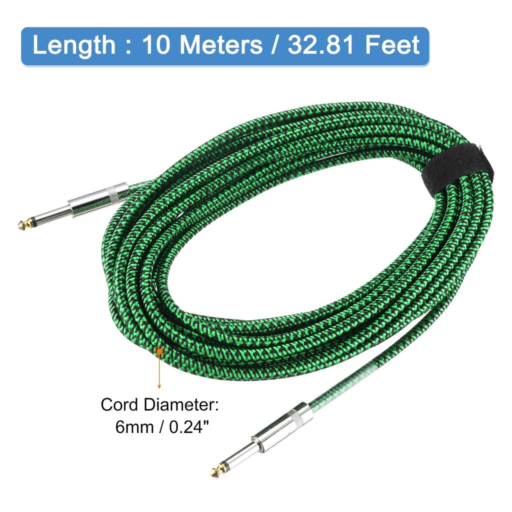 uxcell 33 Feet Guitar Instrument Cable, 14" to 14" Straight 6.35mm Female to Female Jack Stereo Audio Interconnect Cord Balanced Line for Guitar and