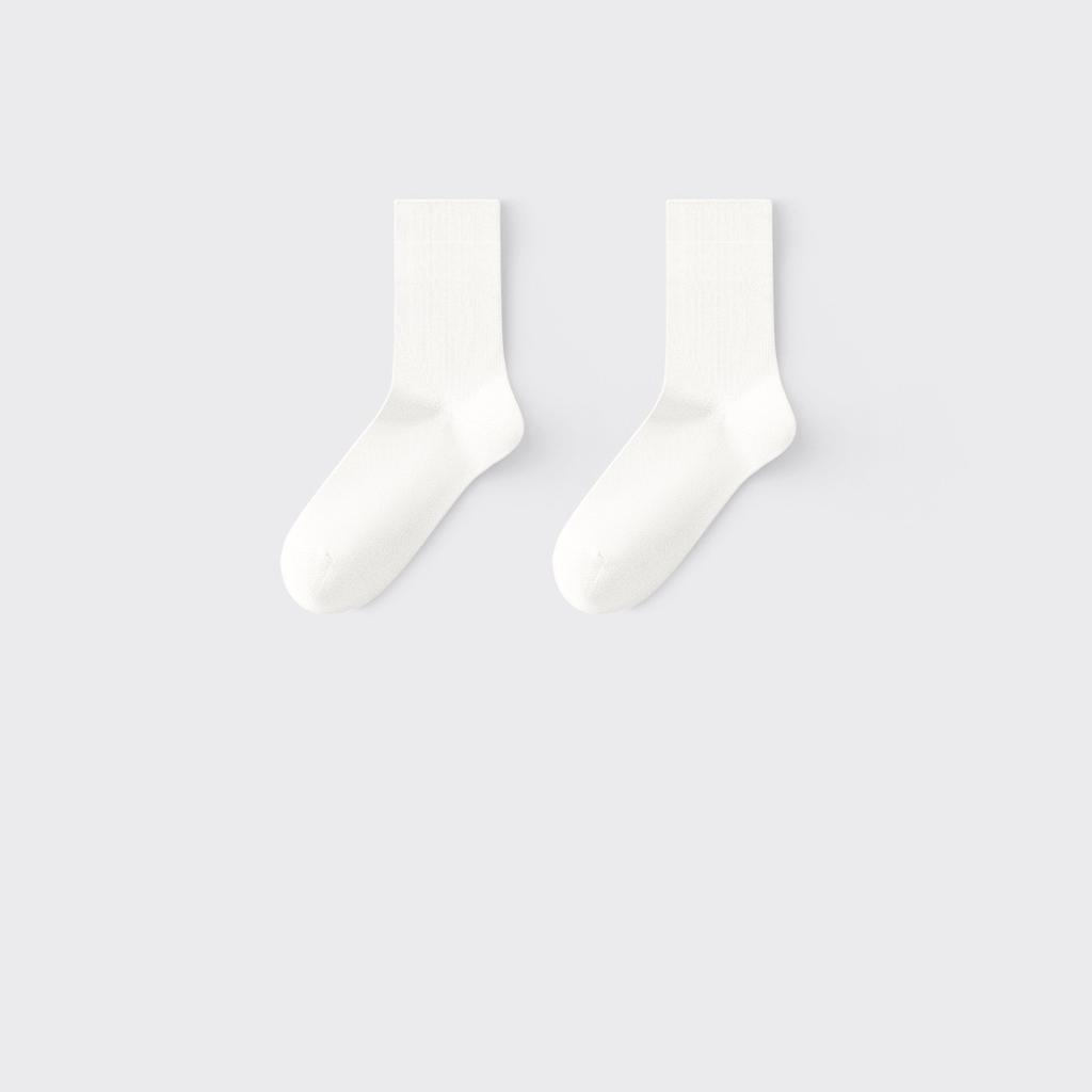 5/10 Pairs Women's Seamless Solid-Color Cotton Mid-Calf Socks