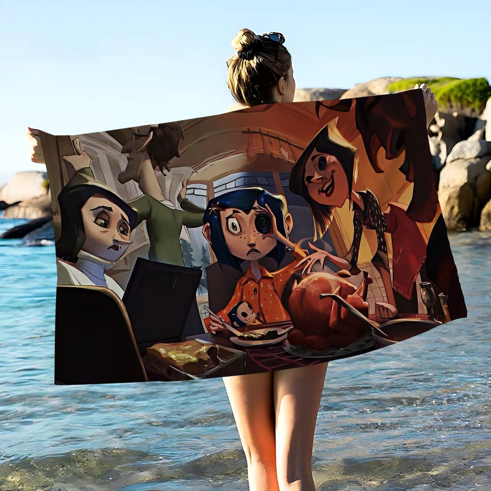 C-Coraline-S Microfiber Blanket Quick Drying Beach Towels Oversized Printing Super Absorbent Pool Towel Blanket