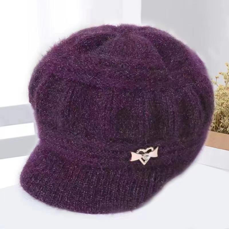 Winter Thickened Warm Knitted Hat, New Plush Old Lady Wool Hat, Women's Duck Tongue Ear Protector