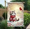Beautiful 12X18" Adorable Winter Kitten  Garden Ag EYY IIX SSL