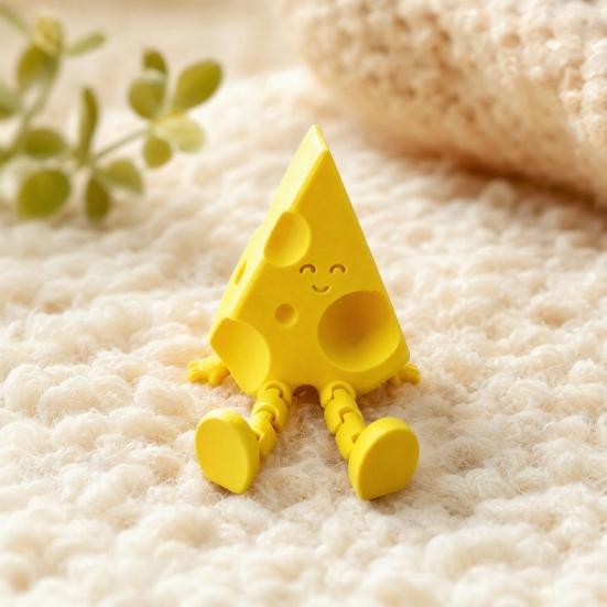 Yousheng Cheese Ornament, with Flexible-Jointed, 3D Printed Desktop Toy, Decompression Anthropomorphic Ornament