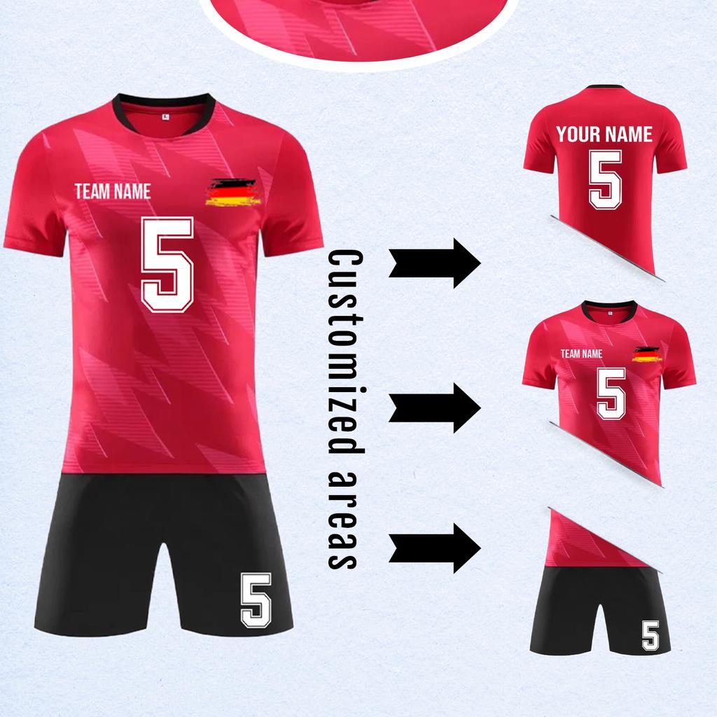 Herren Fußballtrikot Set Kurzarm Shirt Sportliche Trainingsshorts und Socken Schnelltrocknendes Uniform-Set für Teams