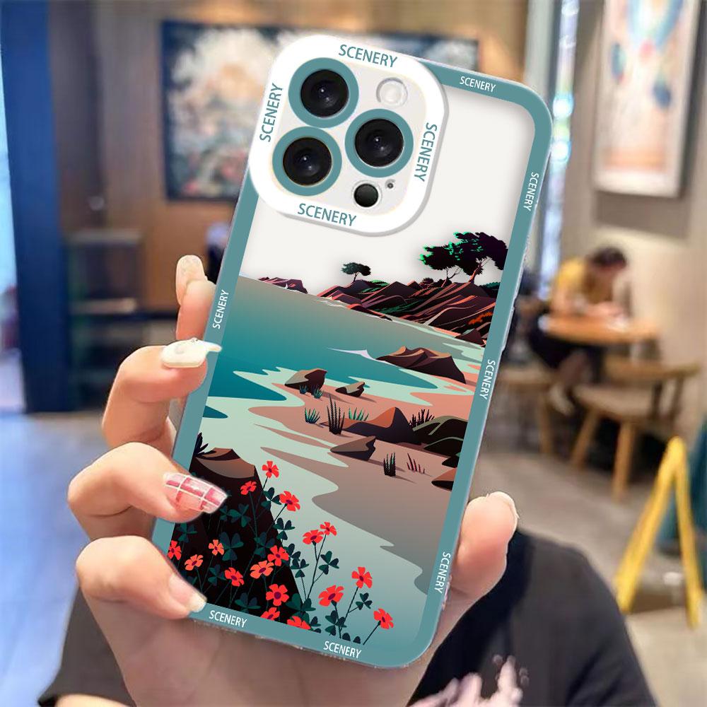 

Painted Spring Scenery Pattern Clear Phone Case For Samsung A72 A71 A57 A56 A55 A53 A52 A51 A36 A35 A33 A32 A26 A24 A23 A22 Case Samsung A514G