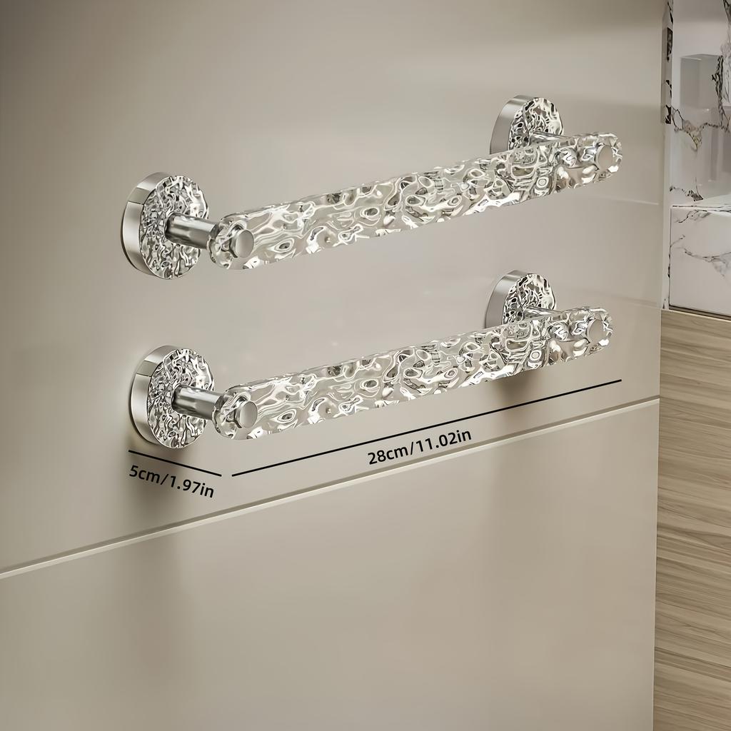 Acrylic Wave Towel Rack No Drilling Required Wall-Mounted Bathroom Organizer for Towels and Slippers Decorative Marble Pattern Transparent Storage