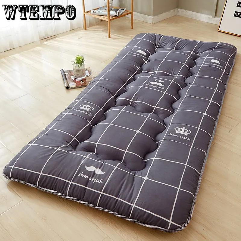 WTEMPO Single/Double Thick Student Dormitory Mattresses Large Size Soft Home Tatami Mats Simple Elegant Printed Foldable Mattress Cushions for Hotel