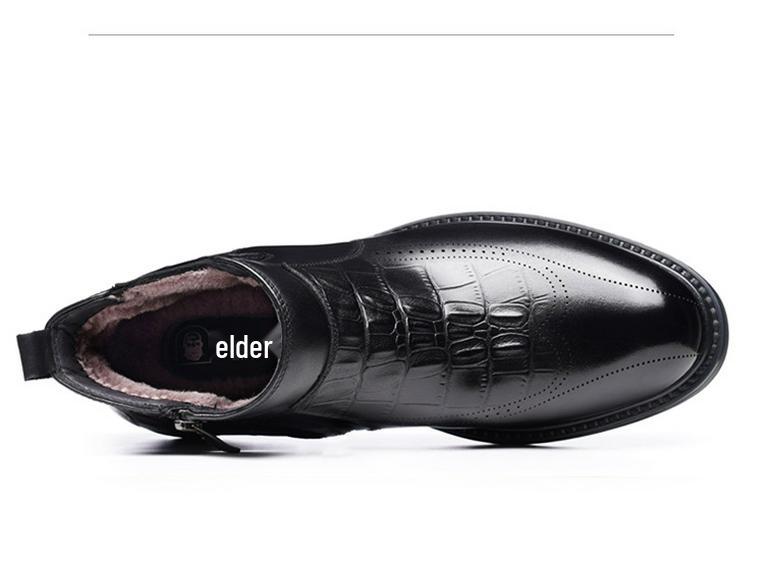 Herren High-Top Winter-Schneestiefel aus echtem Leder mit Samtfutter