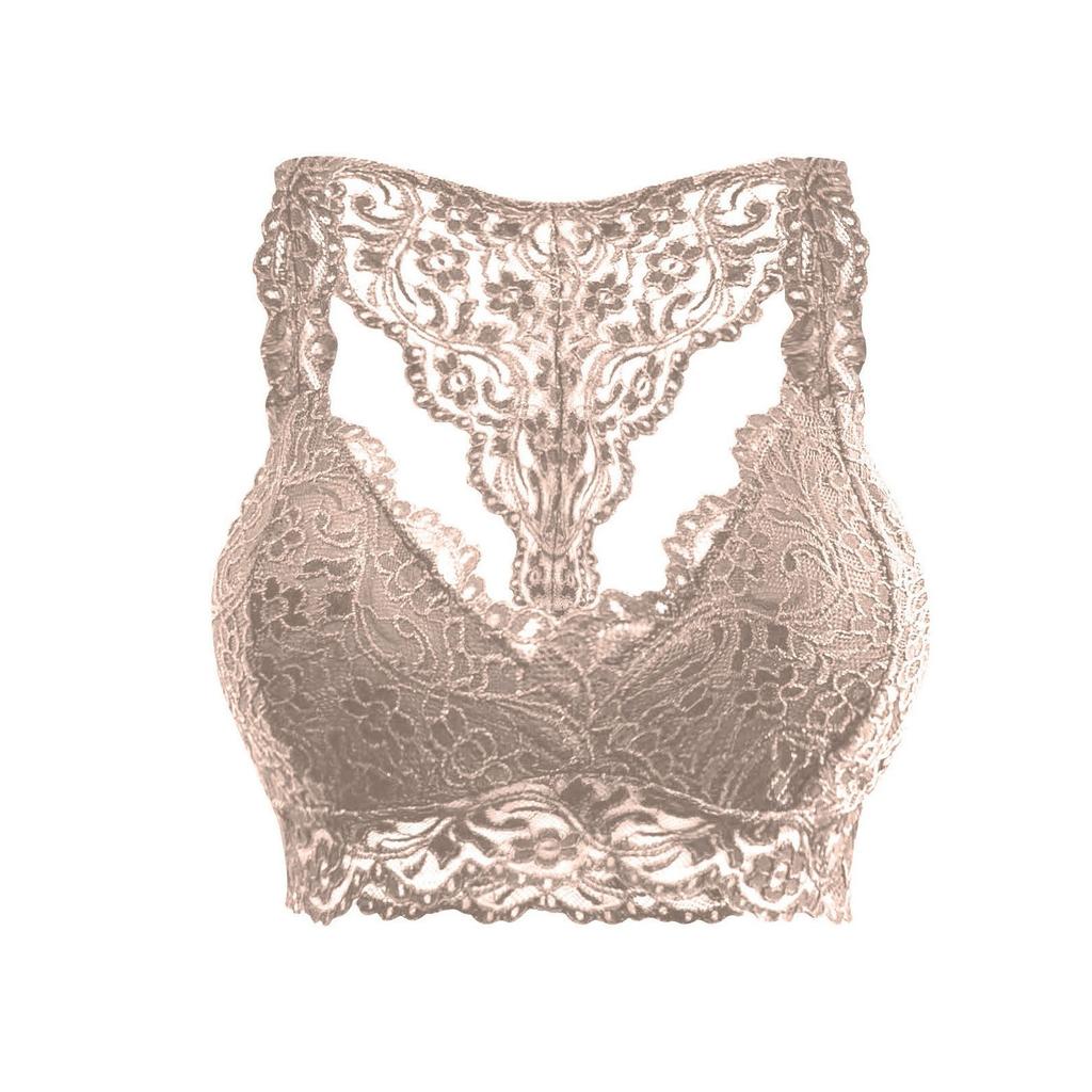 Lace Bralette with Removable Padding Wireless Design Floral Pattern Soft Fabric Stretch Fit Comfortable Support
