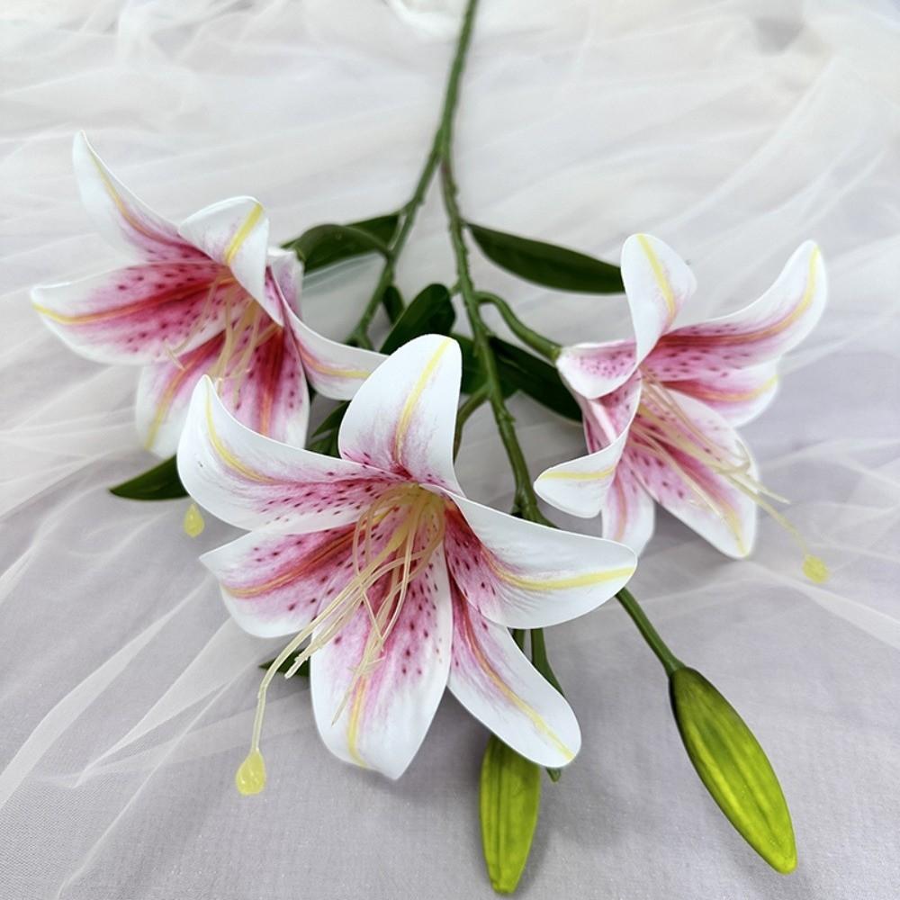 67cm Fake Lily Bouquet 2 Heads Wedding Bridal Bouquet Artificial Lily Flower Living Room Decor
