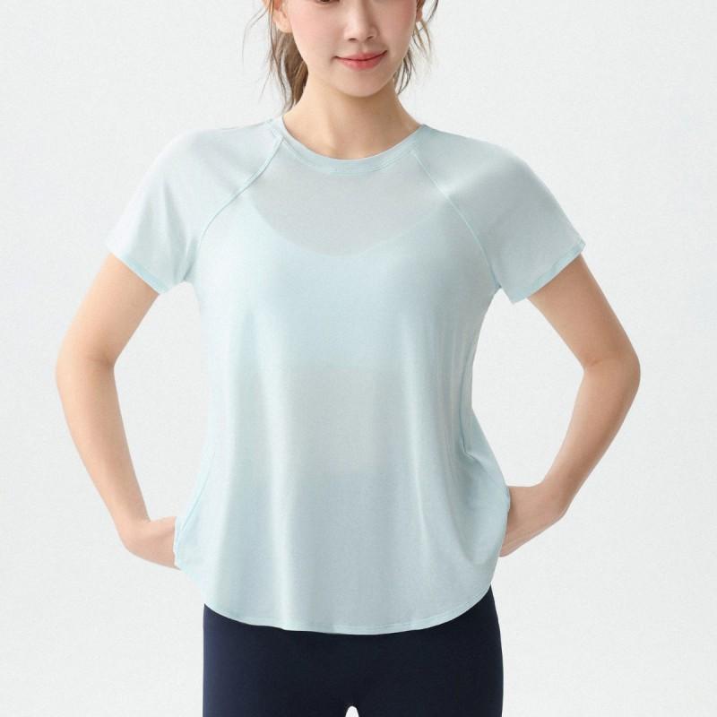 Womens Quick-Dry Loose Yoga Top With Mesh Back Breathable Short Sleeve Fitness Shirt 2026