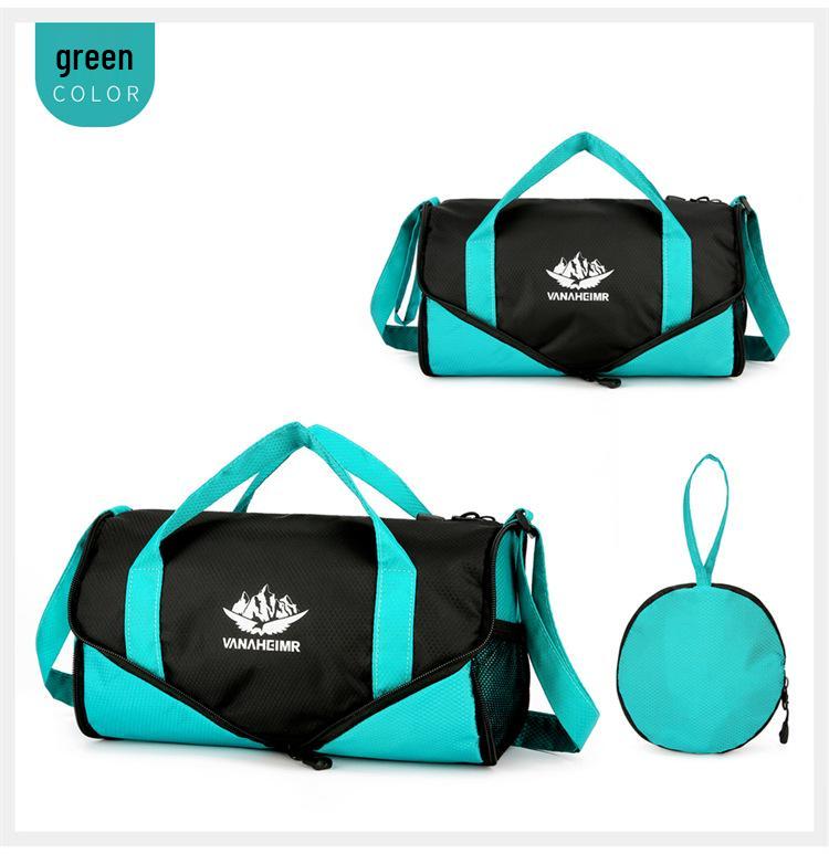 Katlanabilir Tek Omuz Seyahat Spor Çantası: Hafif, Yuvarlak Namlu Tasarımı, Renk Bloklu Moda, Dış Mekan Çapraz Vücut Depolama.