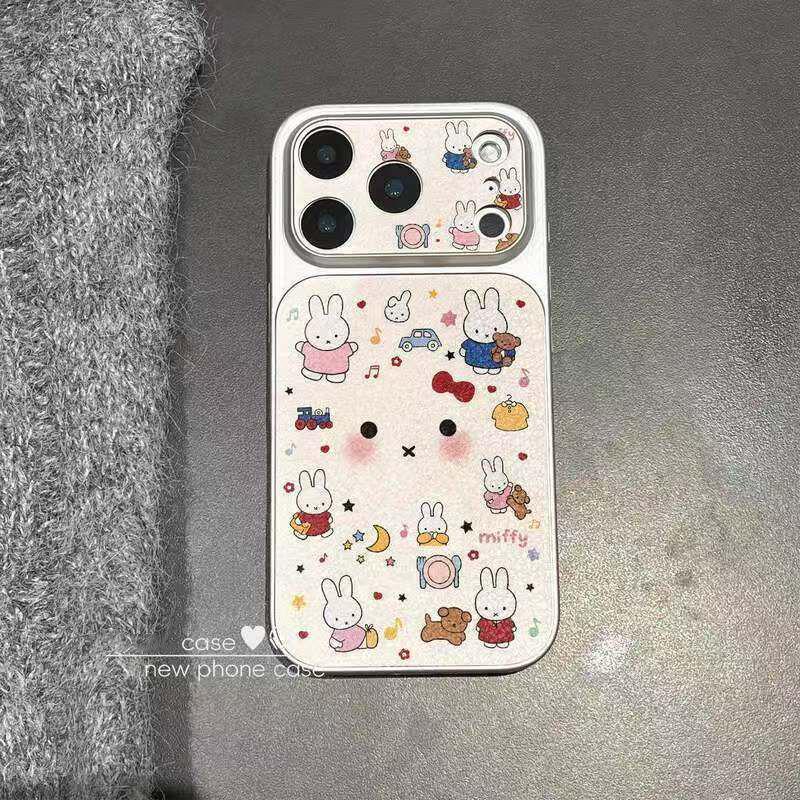 

Miffy Rabbit Cartoon Phone Case for Apple 11, 13, 15, 16 Pro, 17 Pro Max - Silver Frame, Large Window Apple 15 Plus