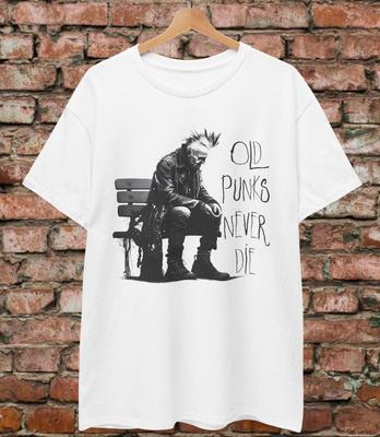 Maglietta Old Punks Never Die Punk Goth Rockabilly Edgy Regalo Musicale T-shirt Unisex