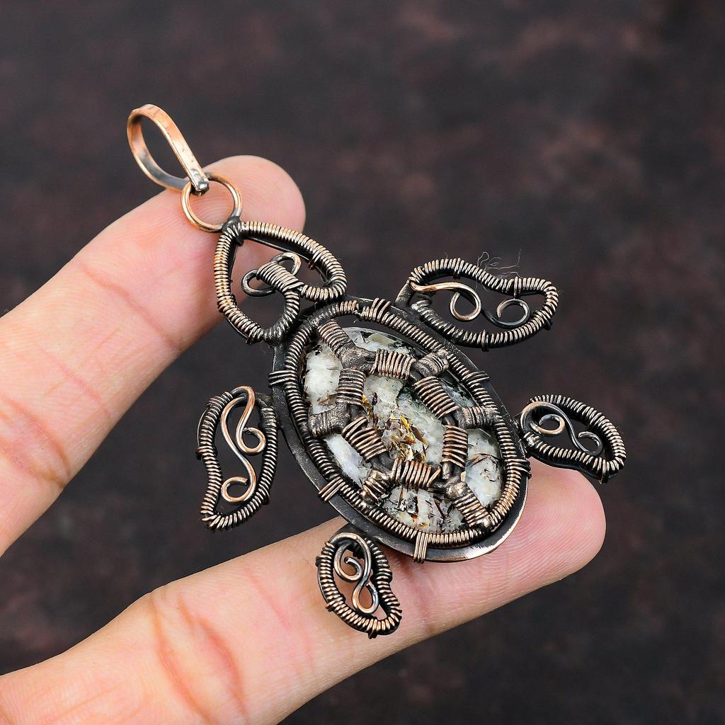 Astrophyllite Pendant Copper Wire Wrapped Gemstone Pendant Tortoise Pendant Copper Jewelry Handmade Pendant Gift For Him Birthstone Pendant
