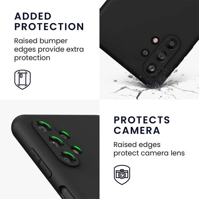 Case for Samsung A13 4G - BOOLING - Matte Black - Silicone - 2 Tempered Glasses - Shockproof