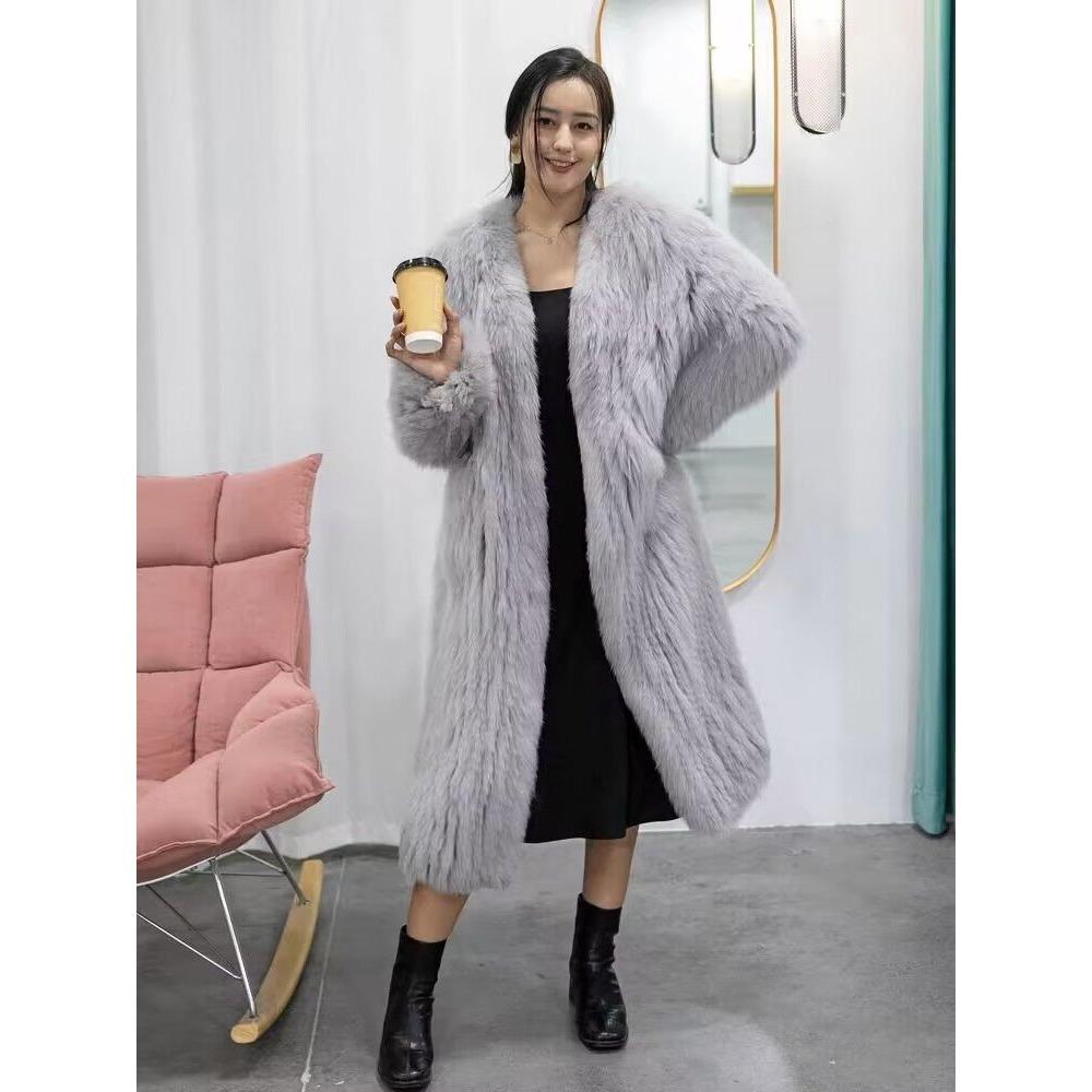 Fox Fur Long Fur Coat Women's Winter New Imitation Fur Coat Coat Young Internet Celebrities Thickened Cotton Coat