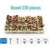 Boxed 220PCS Carbon Steel Rivet Nuts Galvanized Flat Head Vertical Stripe Caps