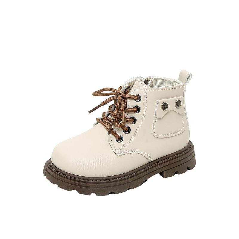 

Girls Boots Autumn Winter Pu Leather Soft Sole Casual Unisex Boys Girls Casual Boots 21 бежевый