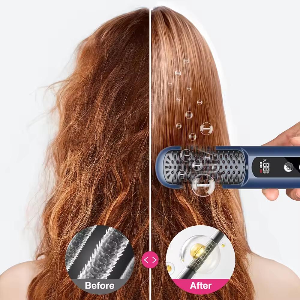 Portable Cordless Hair Straightener Brush Electric Hot Comb Ionic Hair Beard Straightener for Men and Women