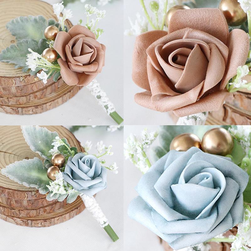 Flowers Wedding Corsage Pins White Pink Groom Men Wedding Witness Marriage Accessories Groom Boutonniere Wedding Classic Flower