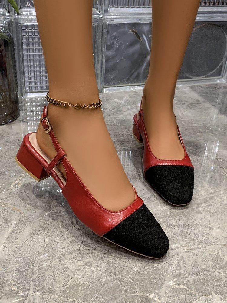 

Сандалии женские Xiaoxiangfeng Baotou 2025 года, весна-лето, новый средний каблук, цветные туфли в стиле ретро на толстом каблуке, одинарные туфли на высоком каблуке 35 красный