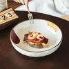 Retro Style Creative Painting Deep Plate Household Ceramic Plate Tableware Round Plate Japanese Dish Steak Plate Large Plate Bowl