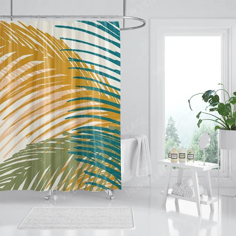 Nordic wind Abstract Art shower curtain waterproof polyester fabric bath curtain Morandi color block curtains for bathroom decor