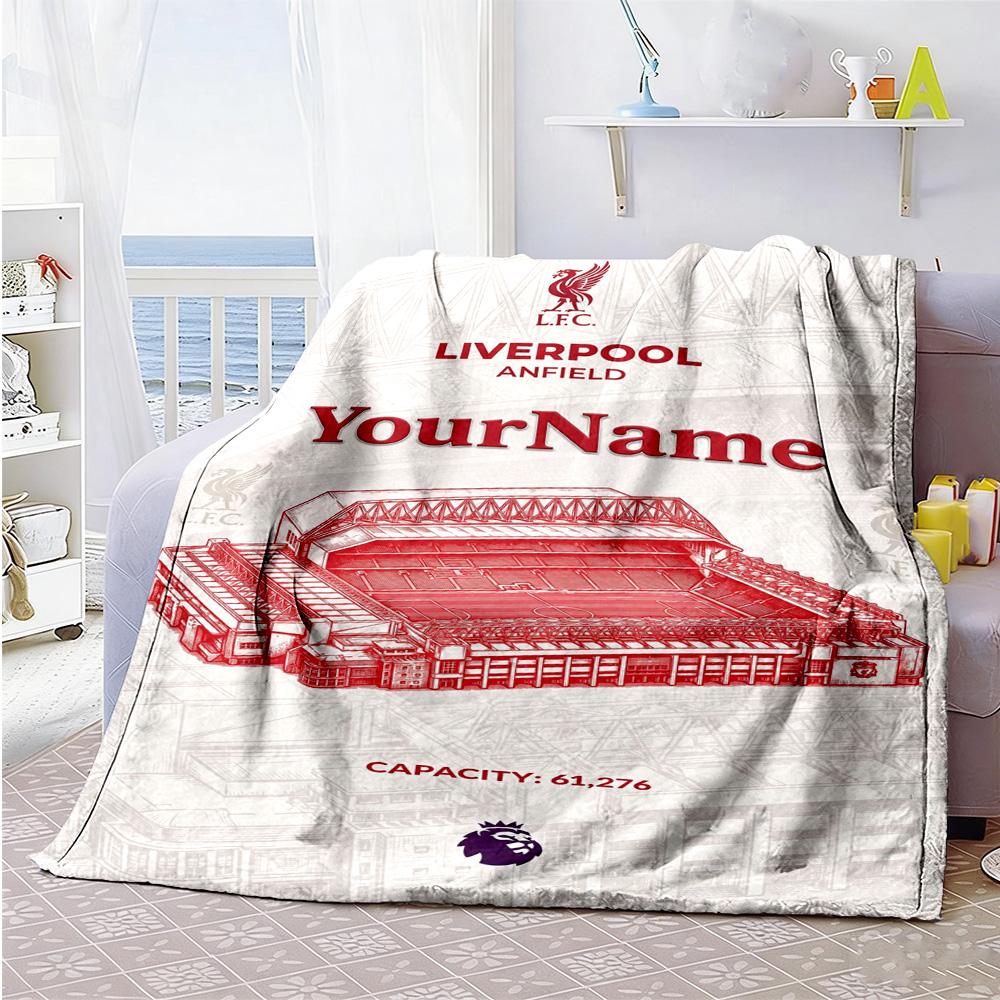 Liverpool Personalized Text Blanket Cozy Personalized Blanket Soft Warm Cozy for Seaside Nap Sofa Bed Four Seasons Multipurpose