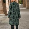 And Winter Women's Single Breasted Ethnic  Printed Plush Long Coat Jacket