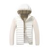 Men Hooded Fleece Sleeve Spliced Lightweight Quilted Padded Jacket Zipper Warm Outerwear