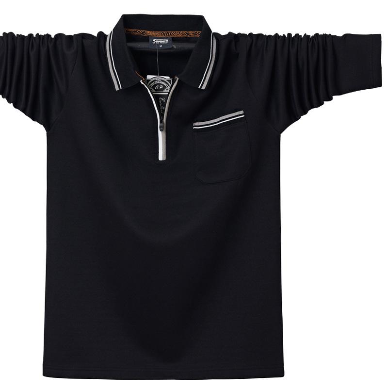 Nuova Maglietta Polo da Uomo Larga Plus con Cerniera Business Traspirante Casual a Maniche Lunghe con Rever Leggera Morbida Antirughe Traspirante Cotone