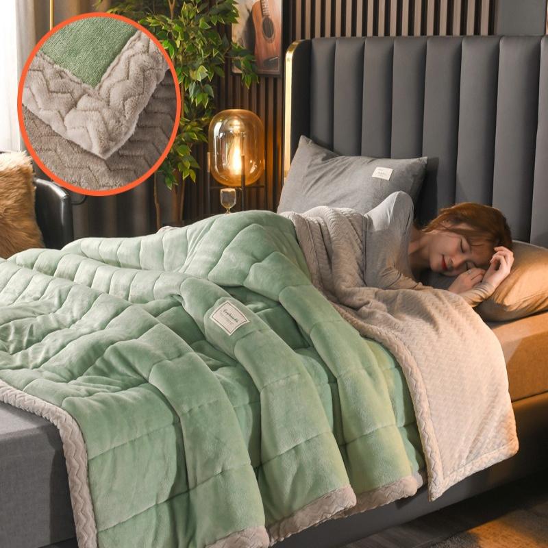 Siesta Farley Fleece Bed Blanket Winter Warm Super Soft High-end Thickened Three-layer Wool Blanket 150x200cm