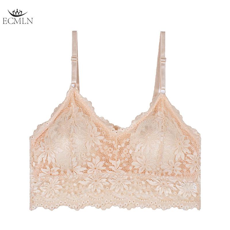 Spetsblomma Vacker Rygg BH Wrap Bröst Tubtopp Vadderad Anti-exponerings BH Damer Flickor V-ringad Camisole BH