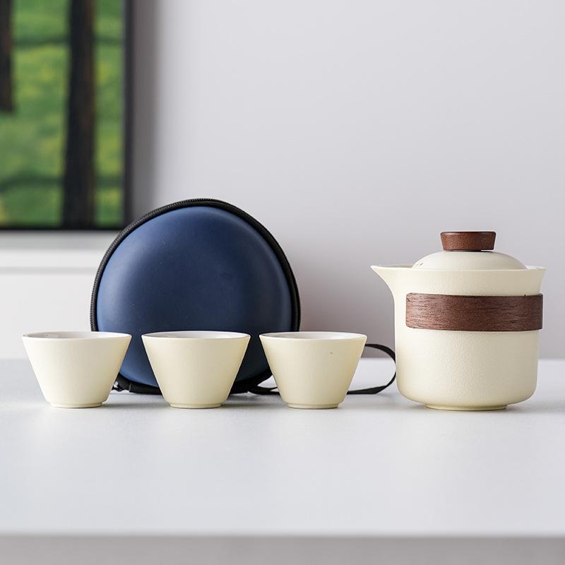 Light Luxury Hand-painted One Pot Three Cups High-end Travel Tea Set Portable Set Teapot Teacup Business Commemorative Gift