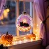 Dormitory Festive Accessory Halloween Glowing Sphere, Lighted Clear Ball Ornament, Cute Witch Seasonal Home Decoration Cat, LED Hanging for