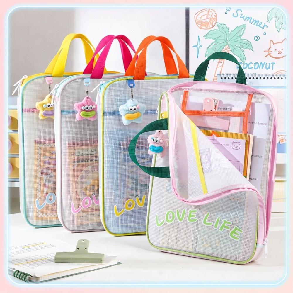 Waterproof Mesh Zipper Pouch Bag EVA Transparent File Bag Tutoring Bag  School Office Supplies