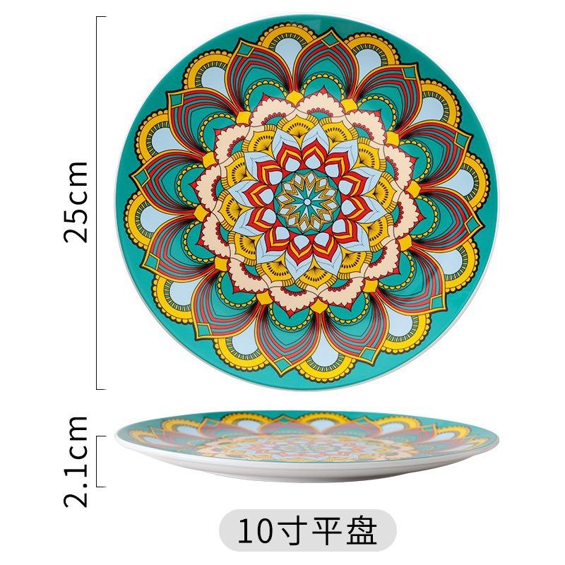 European Style Ceramic Tableware Set Plates Bohemian Style Cake Snack Salad Square Plates Birthday Festival Party Decorations