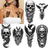3 Stück Temporäre Tattoos Realistische Temporäre Tattoos Skelettkauz Schädel Mit Schlange Mechanischer Schädel Für Oberschenkel Arme Frauen