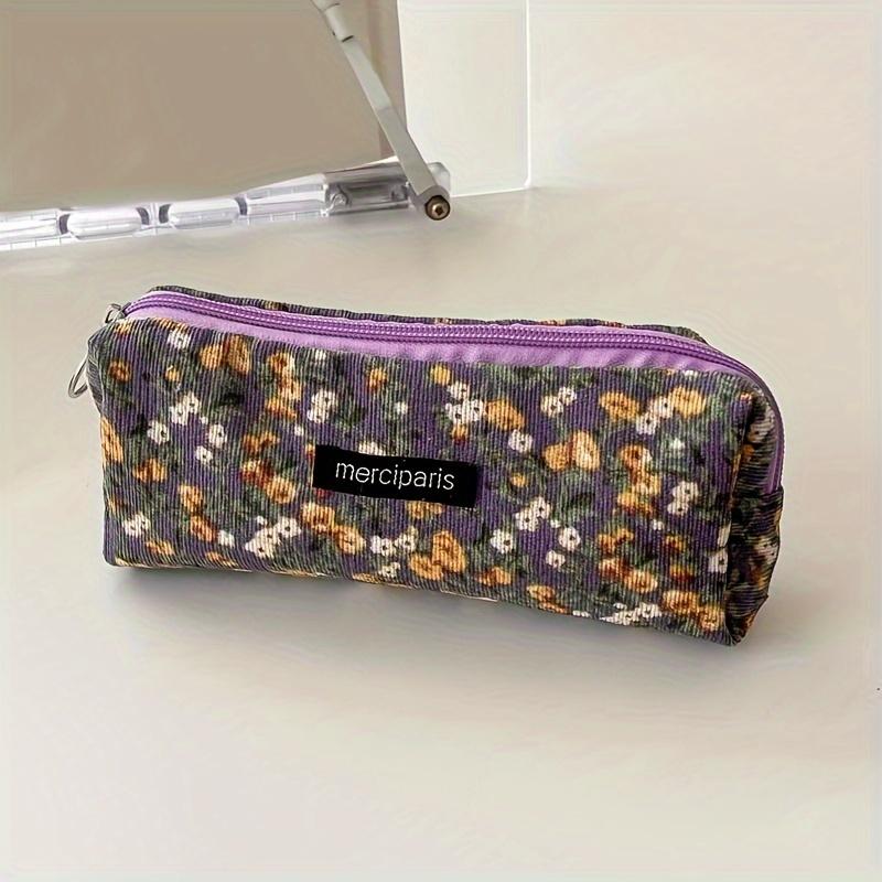 

1pc Canvas Pencil Case, Multifunctional Pen Bag, Cosmetic Pouch, Jewelry Organizer for Stationery Storage фиолетовый