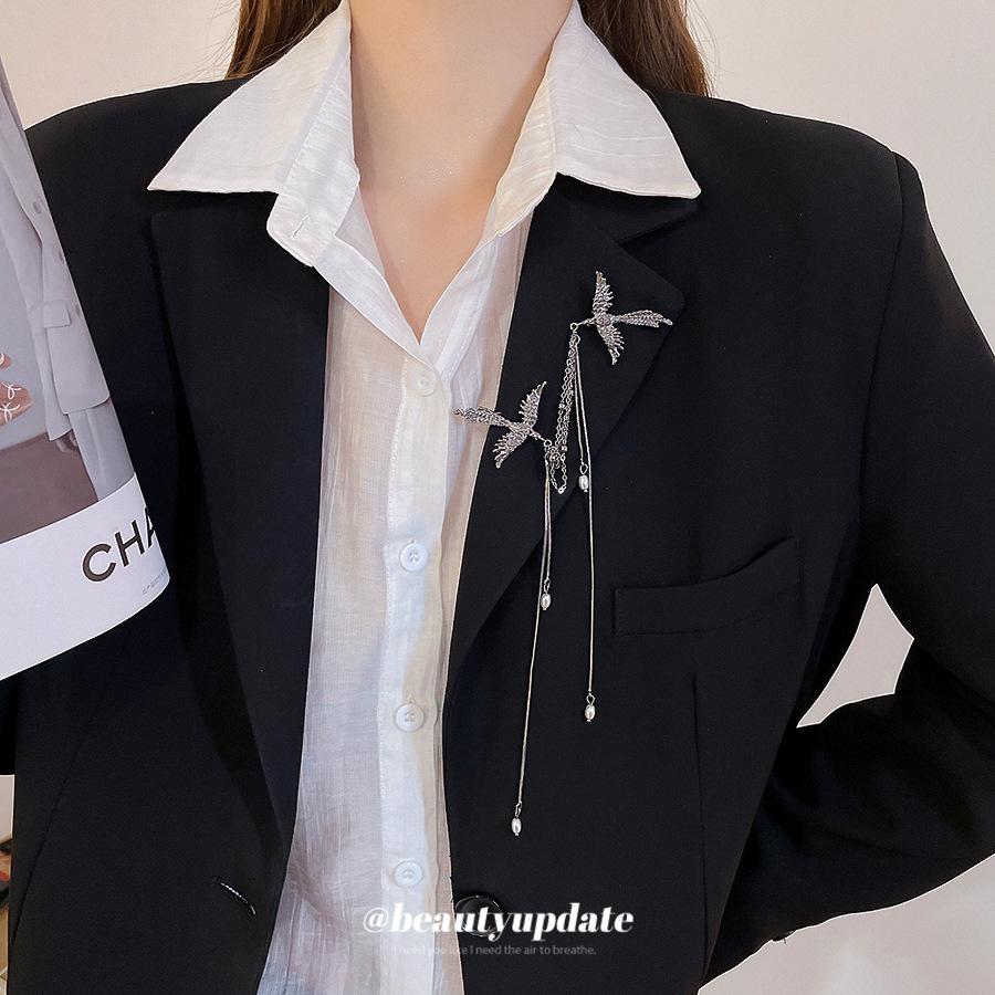 New Chinese Phoenix Pearl Fringed Brooch Retro Ethnic Temperament Pin Design Fashion Brooch