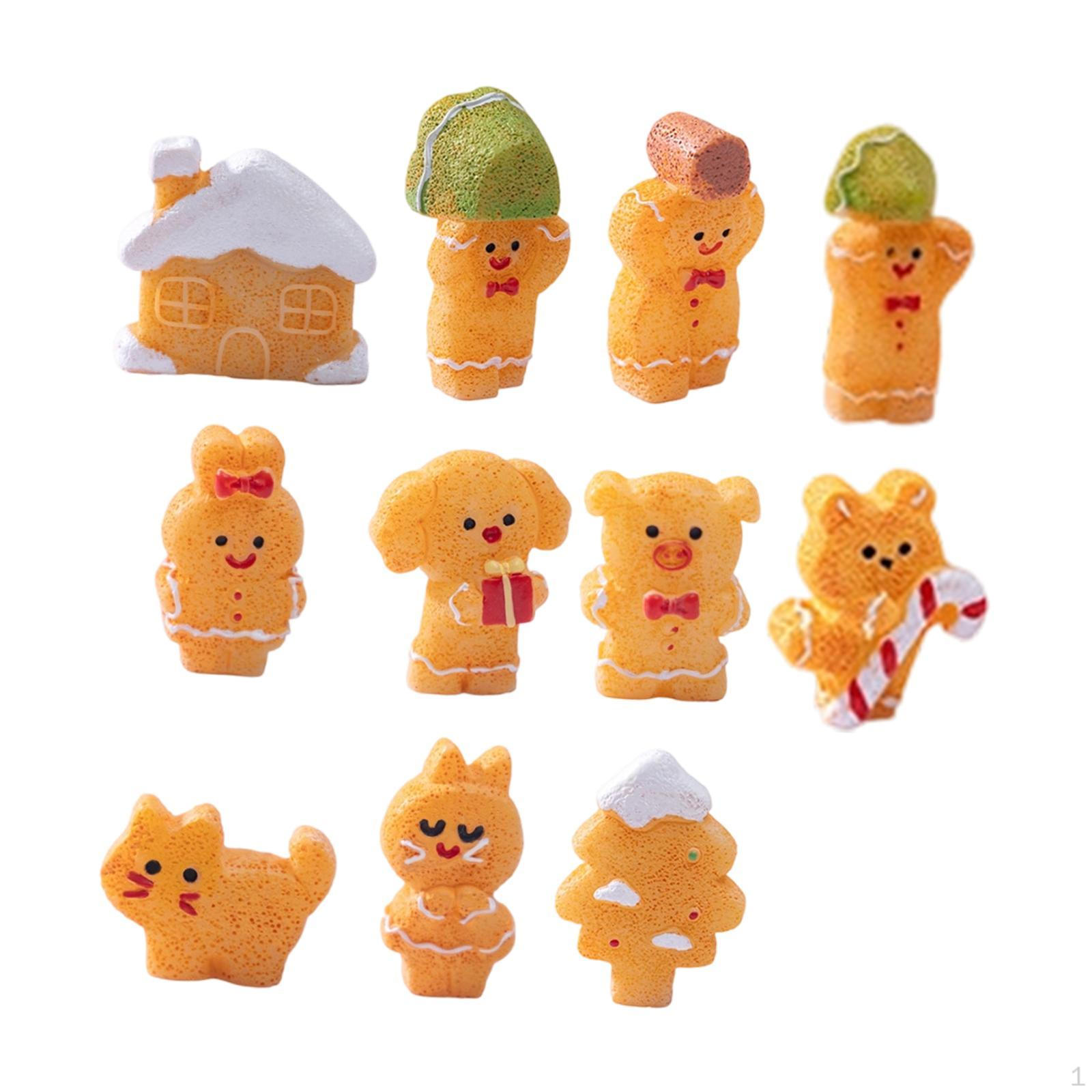 

11x Christmas Miniature Figurines, Decor, for Crafts, Gifts, Xmas Decor Tiny Resin Statues