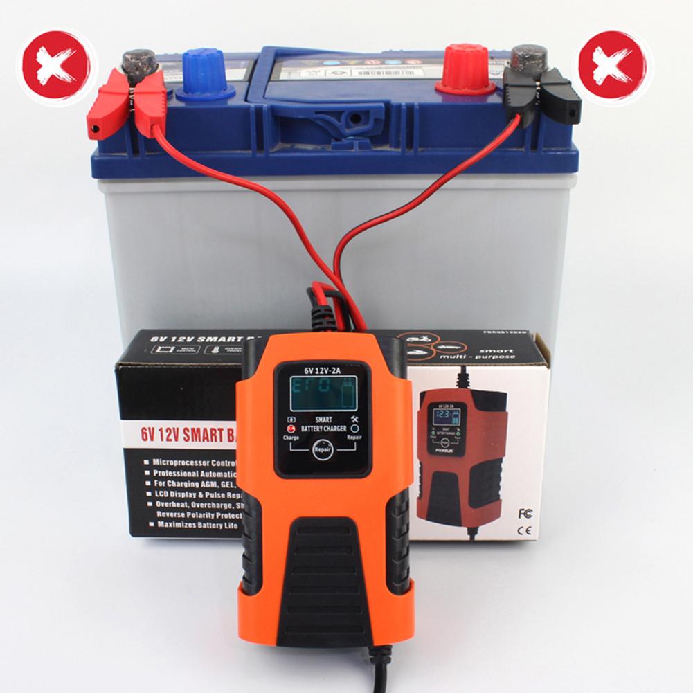 6V 12V 2A Digital Car Battery Charger LCD Display Intelligent Pulse Battery Charger Pulse Repair Charger for Lead-Acid GEL AGM