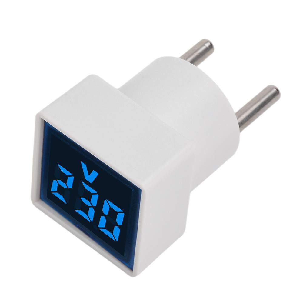 Square Voltmeter Digital Voltage Tester Monitor EU Plug LED Display Voltmeter Indicator Light Electrical Instruments AC 50V-500V