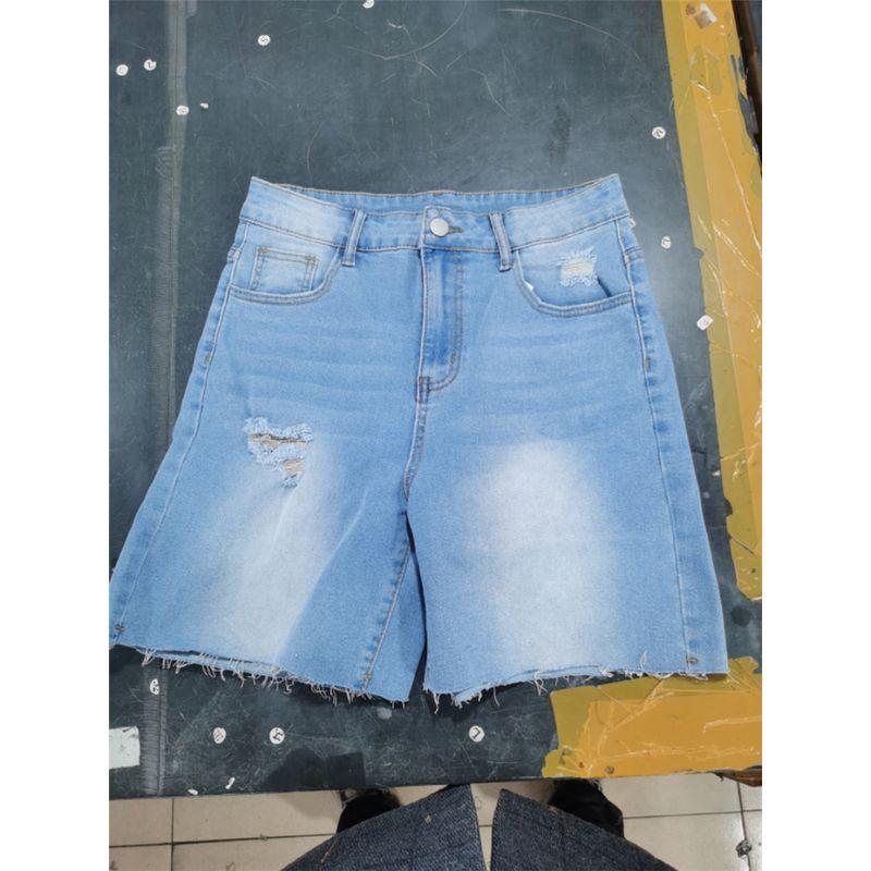 

Fashion Fashion Stretch High Waist 5-Point Hole Denim Shorts Female Ripped Denim Shorts Jeans Light blue 2XL