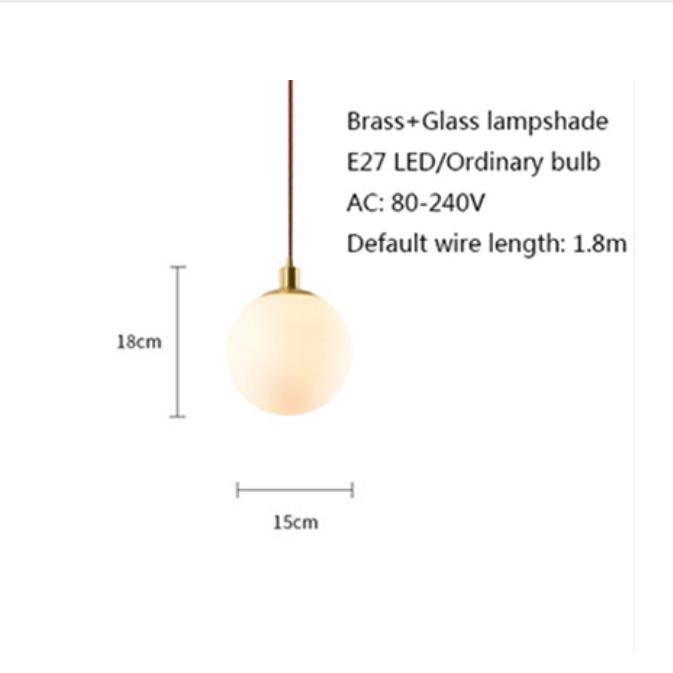 Nordic nowoczesny pojedynczy klosz szklana kula E27 żyrandol LED salon jadalnia sypialnia kuchnia sklep odzieżowy oświetlenie