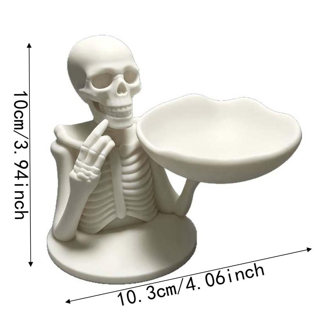 Matte White Skeleton Candy Bowl Bone Shape Spooky Jewelry Dish Skull Tray Decor Gift Seekers