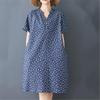 Short Sleeve Plus Size Denim Vintage Floral New In Dresses for Women Casual Loose Midi Summer Dress