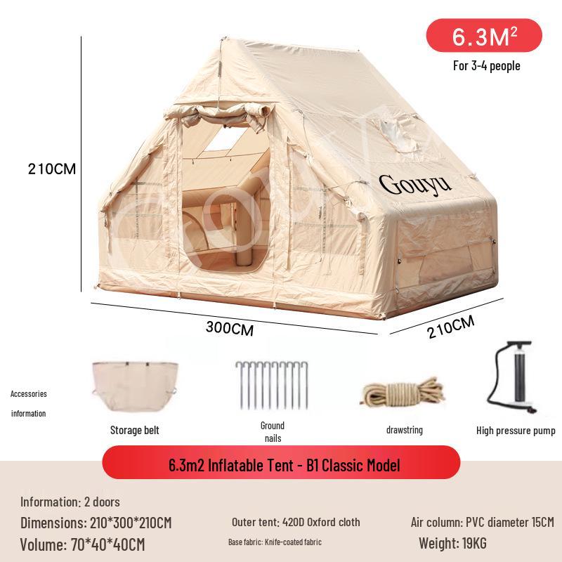 6.3 Sq. Meter Rainproof Inflatable Camping Tent - Thick Oxford Cloth for Outdoor Overnight Adventure 3