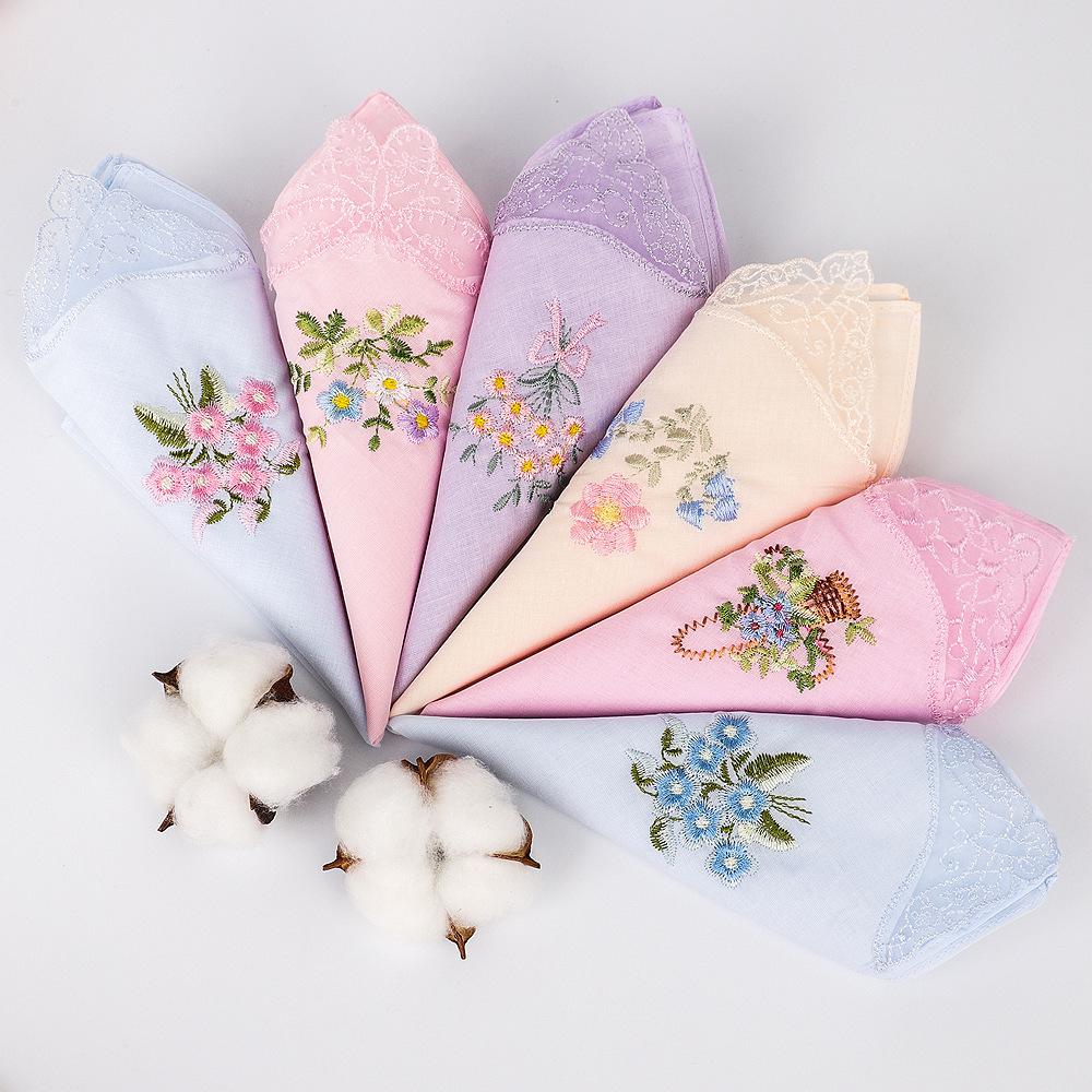 Luxuriöses 60er-Pack Damen-Taschentücher aus reiner Baumwolle mit Schmetterlingsspitzenstickerei
