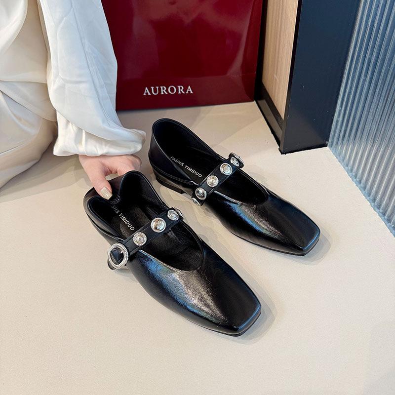 

Серебристые туфли-лодочки женские весенние новые с квадратным носком с открытым верхом из лакированной кожи в стиле ретро модные с мягкой поверхностью на плоской подошве женские 40 чёрный